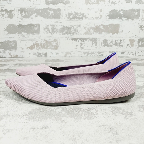New Rothy\'s The Flat Pink Knit Pointy Toe Slip On Loafers W576